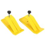 HECASA Tractor Bucket Protector, 2Pcs Ski Edge Protector, Turf Tamer Skid Protector with Double Lock Nuts, Heavy Duty Steel Bucket Attachment for Snow Leaves Removal, Spreading Gravel, Yellow