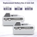 LORDONE 6000mAh 24V 2 Packs Replacement Battery for Snow Joe+Sun Joe 24V Lithium-iON Battery Series 24BAT-LTX/LTW/LTE/LT/XR Pro