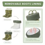 FUNCOO PLUS Toddler Rain Boots Kids Light up Snow Boots Boys Girls Waterproof Winter Boots with Removable Warm Lining, Big Kid Size 2, Tractor