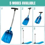 Breeze Touch Metal Snow Shovel for Driveway Aluminum, Portable & Detachable Shovel Snow Removal Lightweight, 5 Modes 3 Sections Collapsible Snow Shovel for Car Truck Travel Garden Camping Emergency