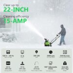 Suyncll 22″ Electric Snow Thrower, 15-Amp 3000RPM Corded Snow Blower with 180º Adjustable & Rotation Chute, 3W LED Electric Snow Thrower with 2 Wheels & Clean Shovel for Yard Driveway Path Floor