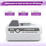 7500mAh 24VBAT-LTX Replacement Battery Compatible with Sun Joe and Snow Joe 24V Battery for 24VBAT-LTW 24VBAT-LTE 24VBAT-LT 24VBAT 24V-X2-SB18 24VBAT-XR iON+ System for Joe iON+ 24V Series Battery