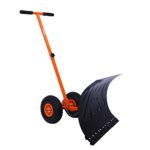 Ohuhu Adjustable Wheeled Snow Shovel Pusher, Rolling Snow Plow Shovels Snow Removal Tool