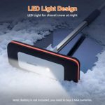 QUEES Car Snow Brush, Detachable Car Snow Broom Snow Scraper with Ice Scraper & LED Light for SUV Trucks Auto Snow Removal