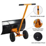 Kapler Rolling Snow Pusher,29″ X19″ Large Push Snow Shovel with Wheels Driveway, Hand Push Pavement Snow Removal Tool