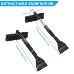 26” Snow Brush and Ice Scraper, Detachable Extendable Rotatable Snow Removal for Car Windshield, with Comfortable Foam Grip Aluminum Body, Auto Winter Tools Universal for Truck, SUV, Van (Black)