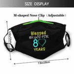 Blessed by God for 80 Years Happy 80th Birthday Unisex Face Mask Decoration Anti-Dust Bandanas Adjustable and Reusable Personalized Balaclava