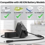 24V Lithium Ion Battery Charger for Snow Joe iBAT24 24VBAT Series Batteries 24VBAT-LTE 24VBAT-LT 24VBAT-XR iBAT24-LTE iBAT24-LT iBAT24-XR All iON Battery Models