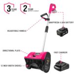 SnapFresh Cordless Snow Shovel, 12 Inch 20V Cordless Snow Shovel with 4000mAh Battery & Fast Charger(Pink)