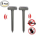 2 Packs Solar Mole Repeller Ultrasonic Repellent Gopher Snake Rodents Pest Waterproof Killer for Outdoor Farm Paddy Fields Plants Yard Lawn