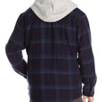 Wrangler Authentics Men’s Long Sleeve Quilted Lined Flannel Shirt Jacket with Hood, Navy, X-Large