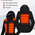 Venustas Women’s Heated Jacket with Battery Pack 7.4V, Windproof Electric Insulated Coat with Detachable Hood Slim Fit