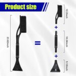 Dickno 24 Inch Car Snow Scraper and Brush, Detachable Scratch Free Ice Scraper with Ergonomic Foam Grip, Universal Winter Snow Removal Tool for Car Windshield Window (Black)