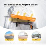 VIVOHOME 37 Inch Plastic Snow Plow Pusher Shovel with Wheels, Bi-Direction Snow Removal Tool with Adjustable Handle and Angled Blade for Doorway Sidewalk Driveway Deck, Yellow