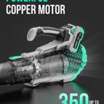 Litheli 20V Cordless Leaf Blower 350 CFM 85 MPH, Variable Speeds Electric Leaf Blower Battery Powered for Blowing Leaves, Dust, Snow, 4.0 Ah Battery & Fast Charger Included