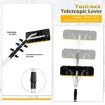 GYMAX Aluminum Snow Roof Rake, 21-Foot with Large Blade Twist-N-Lock Telescoping Snow Roof Rake, Scratch-Free Great to Remove Snow/Leaves/Debris, Roof Snow Removal Tool (Black+Yellow)