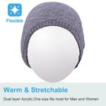 Rotibox Men Women Bluetooth Music Beanie Hat Cap Ear Warmers w/Stereo Speaker Headphones Mic Hands Free Rechargeable Battery for Outdoor Sports Skiing Snowboard Running Camping, Gray