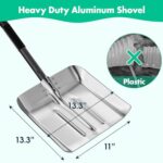 Snow Shovel for Driveway, Aluminum Snow Push Shovel for Snow Removal, 50 Inch Long Handle, 13.3 Inch Wide, Metal Snow Shovel for Car, Deck, Garden Patio Snow Removal Tool