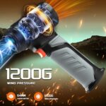 JUFINX Leaf Blower Cordless-Compressed Air Duster with 64mm Motor,1200G Wind Pressure,3000mAh*8 Battery 756W,Stepless Speed-Portable Leaf Blower for Snow,Leaves,Car Cleaning-Garden Tool-Electric Tool