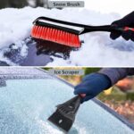 FOVAL 27″ Snow Brush with Wider Ice Scraper (4.73″ Width), Snow Removal Tool Car Brush with Ergonomic Comfortable Foam Grip for Cars, Trucks, SUVs, Windshield (Heavy Duty ABS, PVC Brush)
