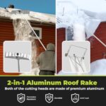 MYTOL Roof Rake for Snow Removal, 2 Aluminum 25″ & 18″ Blades, 5-21FT Extendable Snow Roof Rake with 13′ PE Snow Slide, 3″ Large Wheels & Anti-Slip Handle, Ideal for Clearing Roof, Car Snow & Leaves