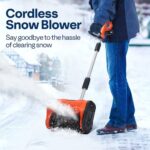 VIVOHOME 10Inches Cordless Snow Shovel 20V, Battery Powered Electric Snow Blower with Adjustable Front Handle, 4.0Ah Battery and Charger Included, Orange