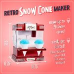 Nostalgia Snow Cone Shaved Ice Machine – Retro Table-Top Slushie Machine Makes 20 Icy Treats – Includes 2 Reusable Plastic Cups & Ice Scoop – Retro Red