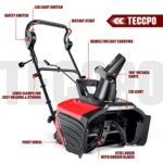 Electric Snow Blower, 15 Amp 20 Inch Width & 10 Inch Depth, Snow Blower, Steel Auger, 180° Rotatable Chute, 60°- 90° Snow Outlet, Throws Snow up to 26ft, LED Lights, Single-Stage Snow Thrower