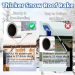 ROOLLYA Thicken Snow Roof Rake with Wheels, 4.79′ – 19.98′ Extendable Aluminum Snow Rake for House Roof, Anti-Slip Roof Rake Snow Removal Tool with 26″ Blade & 5-Section Tubes