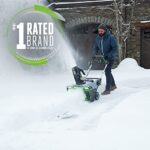 EGO Power+ SNT2112 21-Inch 56-Volt Lithium-Ion Cordless Snow Blower with Steel Auger – (2) 5.0Ah Batteries and Dual Port Charger Included, Black