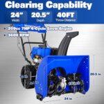 BILT HARD 24 Inch Self-Propelled Snowblower Gas Powered, 209cc Gasoline Snow Blower with Electric Start and LED Headlight, Snow Removal Machine for Driveway