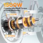 Kebiko 1500W Electric Bike for Adults,48V 20/60Ah Removable Battery Max Range 80Miles & 30MPH Electric Bicycle,20”×4″ Fat Tire Ebike,Adult Electric Bicycles for Commute Beach Snow,E-Bike UL Certified