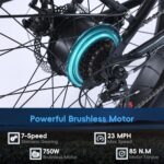 26″ x4.0 Fat Tire Electric E Bike for Adults 7 Speed Mountain Electric Bicycle with Peak 800W Brushless Motor, 48V 16Ah Removable Battery, Up to 50 Miles, 28Mph, for Beach Snow Road, Dark Gray