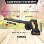 Cordless Leaf Blower 24V with 2 Batteries & Charger, 2-in-1 Electric Leaf Blower and Vacuum, Lightweight Handheld Design for Lawn Care, Patio, Garage Cleaning, Dust, Snow, and Pet Hair Removal (Black)