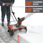VOLTASK Electric Snow Blower, 20-Inch | 13-Amp | 750 Lbs/Min Corded Single-Stage Snow Thrower with 180° Adjustable Chute