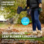 Leaf Blower Cordless, Powerful Handheld Electric Blower with 2×48V Batteries, Lightweight Turbo Jet Blower for Lawn Care, Patio, Leaves, Snow & Dust Removal