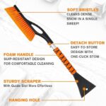 PLACHIDAY Snow Brush & Ice Scraper, 27 Inch, Ice Scrapers for Car Windshield, Detachable Snow Removal Tool with Ergonomic Foam Grip for Cars, Trucks, Suvs (Heavy Duty Abs, PC Brush)