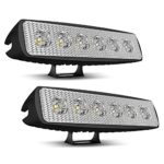 TURBOSII LED Light Bar 2PCS 18W 6Inch Flood LED Work Light Pods Single Row Off Road Led Light Driving Light Fog Light Boat Light Waterproof SUV ATV 4WD Car Truck Golf Cart 12V 24V,1 Year Warranty