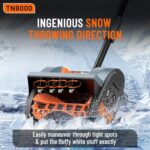 Snow Shovel Cordless Electric Snow Blower TaskStar TN8000 Battery Powered Snow Removal Total 8000mAh & Charger, 16.5ft Distance with Directional Plate Enable Smooth Workflow for Driveway Sidewalks