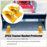 FUYEAR Tractor Bucket Protector,Ski Edge Protector,2pcs Yellow Heavy Duty Steel Bucket Attachment for Snow Leaves Removal, Spreading Gravel