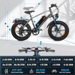 OUXI Electric Bike for Adults, Peak 1000W Motor 20? Fat Tire Ebike with 48V13Ah Removable Battery, Electric Bicycle with Adjustable Seat, Rear Rack, Up to 25MPH, Off-Road E-Bike for Commute Beach Snow