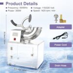 OKF 110V Commercial Ice Crusher 500LBS/H, ETL Approved 350W Electric Snow Cone Machine with Dual Blades, Stainless Steel Shaved Ice Machine with Safety On/Off Switch for Family