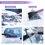 NARUNDREN 27″Snow Brush and Ice Scrapers for Car Windshield 2 Pack |Scratch-Free Bristle Head PVC Snow Brush & Foam Grip Window Snow Scraper Snow Removal Tool with Aluminum Body for Truck, SUV,Purple