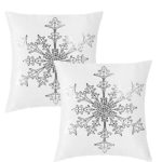 SUO AI TEXTILE Snowflake Metallic Print Suede Pillowcase Cover Home Decorative Throw Pillowcase Square Cover for Couch (16×16 Inch 2 Pack White-Silver)