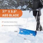 Booroh Wide Snow Shovel with Wheels 37″ x 9.8″, Snow Plow with ABS Reversible Blade, Snow Pusher with 90° Adjustable Handle, Ideal Snow Removal Tool for Driveway, Walkway, Sidewalk, Deck