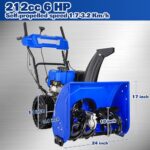 24 Inch Snow Blower, 2 Stage 209cc Engine Gas Snowblower Self-Propelled with Electric Start