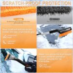 LivTee Ice Scraper and Snow Brush for Car Windshield, 32.5″ Extendable Snow Removal Tool, Automotive Exterior Accessories and Winter Essentials for Cars, Trucks, and SUVs,Orange