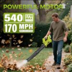 Electric Cordless Leaf Blower,540 CFM/170 MPH,Battery Powered with 2 x 6.0Ah Batteries,6-Speed & Turbo Mode,Lightweight for Lawn Care,Patio,Leaves,Dust,and Snow Removal