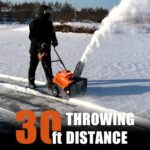 NOVUS Snow Blower Gas Powered, Gas Snow Thrower with Remote Control Chute Rotation Single Stage 18 Inch 99cc