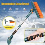 HOMMES 42″ Extendable Snow Brush for Car,Snow Removal Tool with Detachable Snow Shovel, Soft Bristle Head, Foam Grip, for Car, Trucks, or SUV Window & Windshield Tool